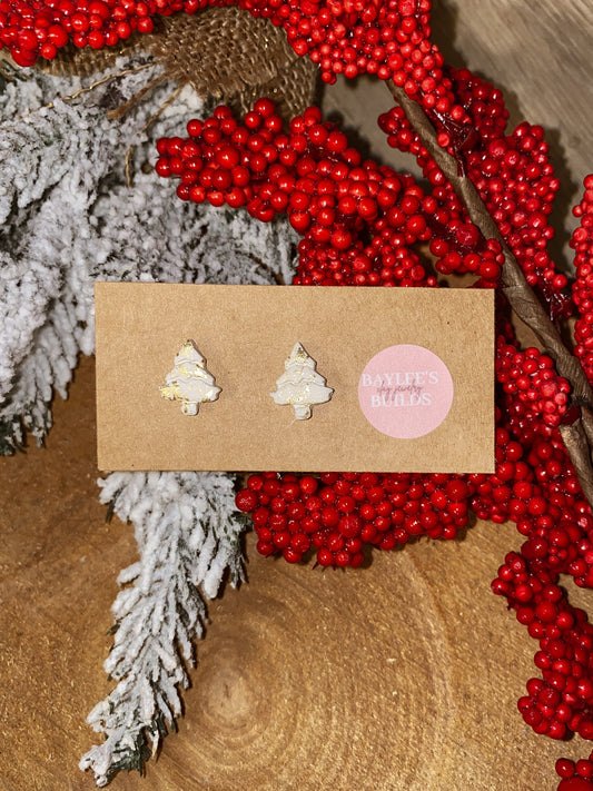Christmas Tree Studs || White
