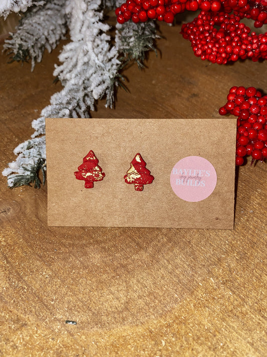Christmas Tree Studs || Red